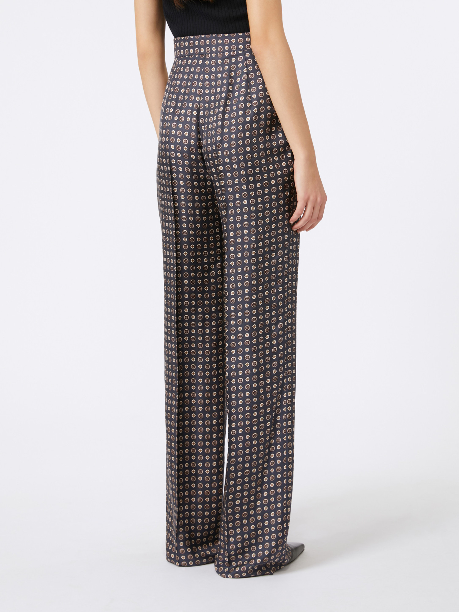 Max Mara Printed Silk Straight-leg Trousers
