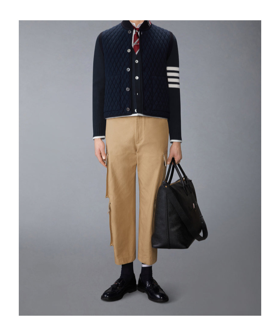 Thom Browne Rwb Stripe-detail Quilted Vest In Blue