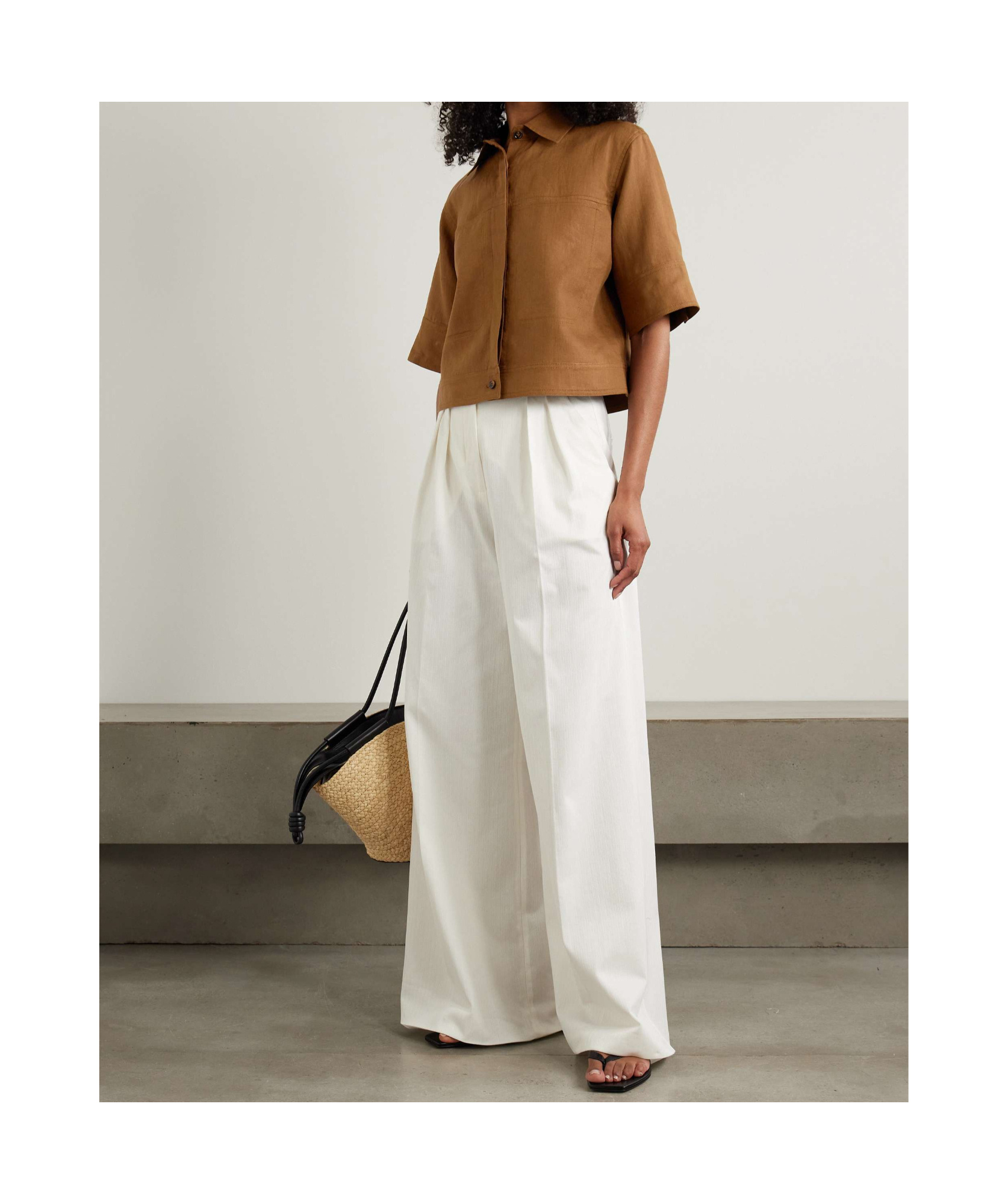 Max Mara Linen Shirt With Adjustable Side Straps In Brown