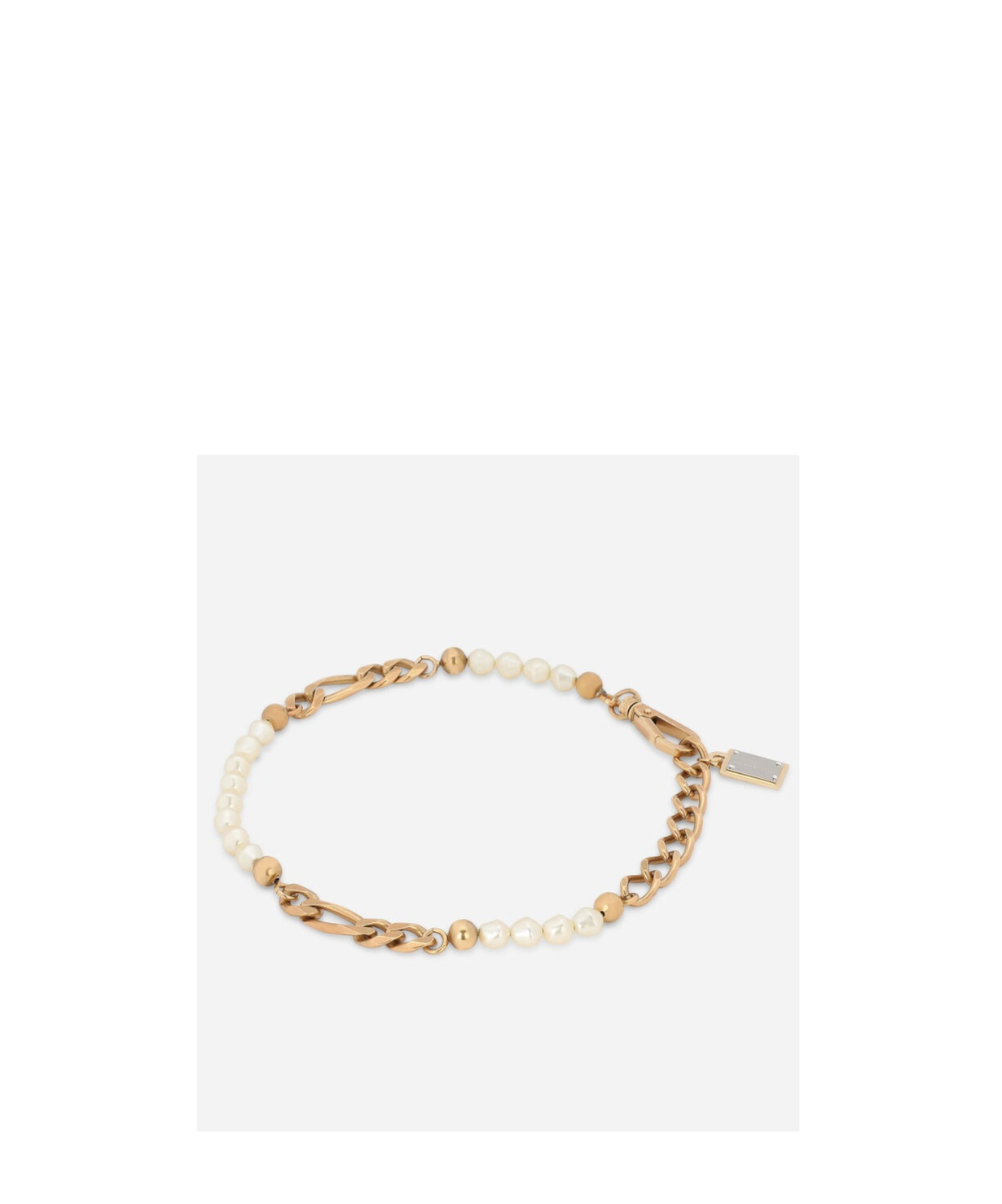 Dolce & Gabbana Logo-plaque Chain-link Detail Necklace In Yellow