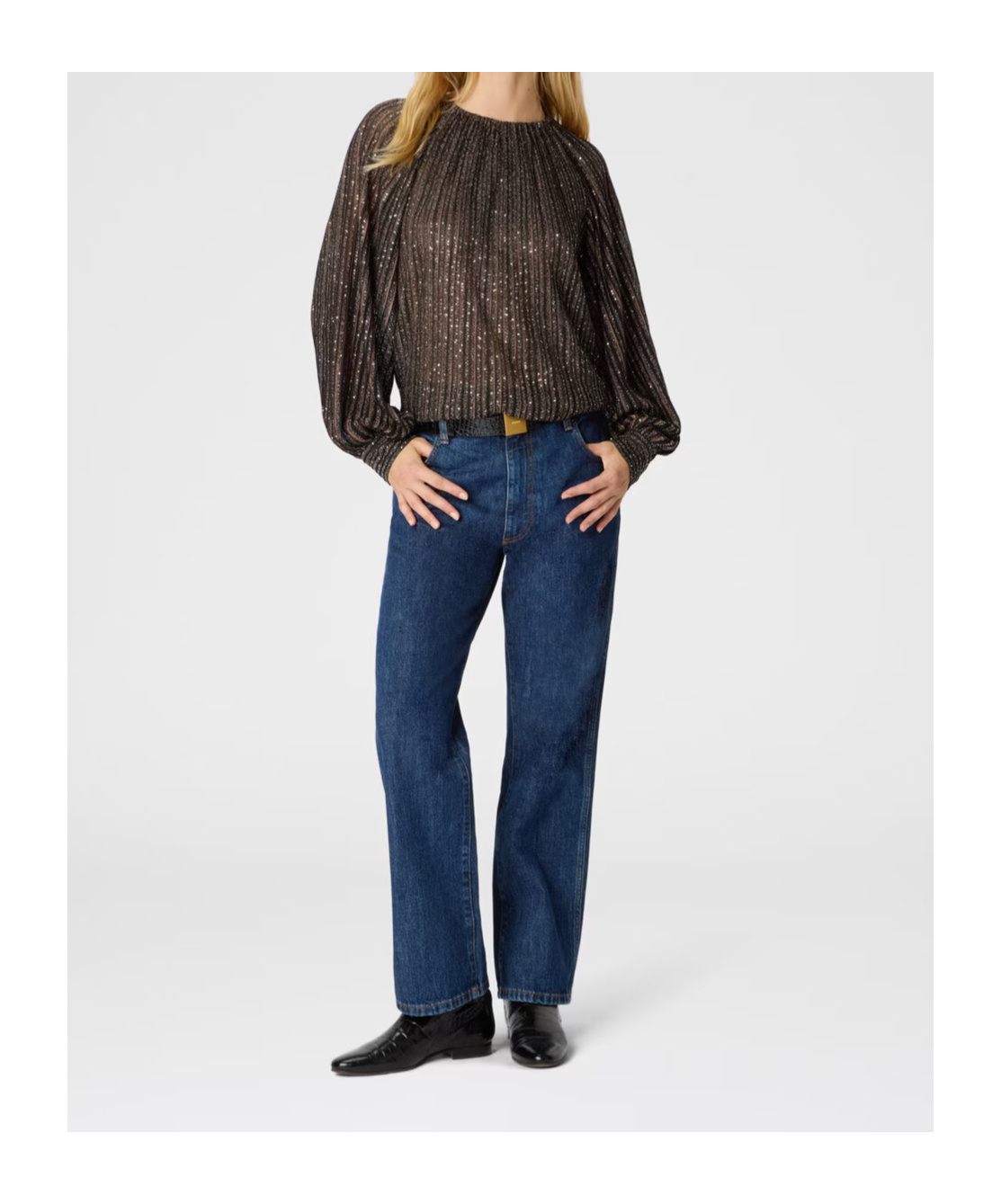Missoni Striped Sequined Blouse In Brown