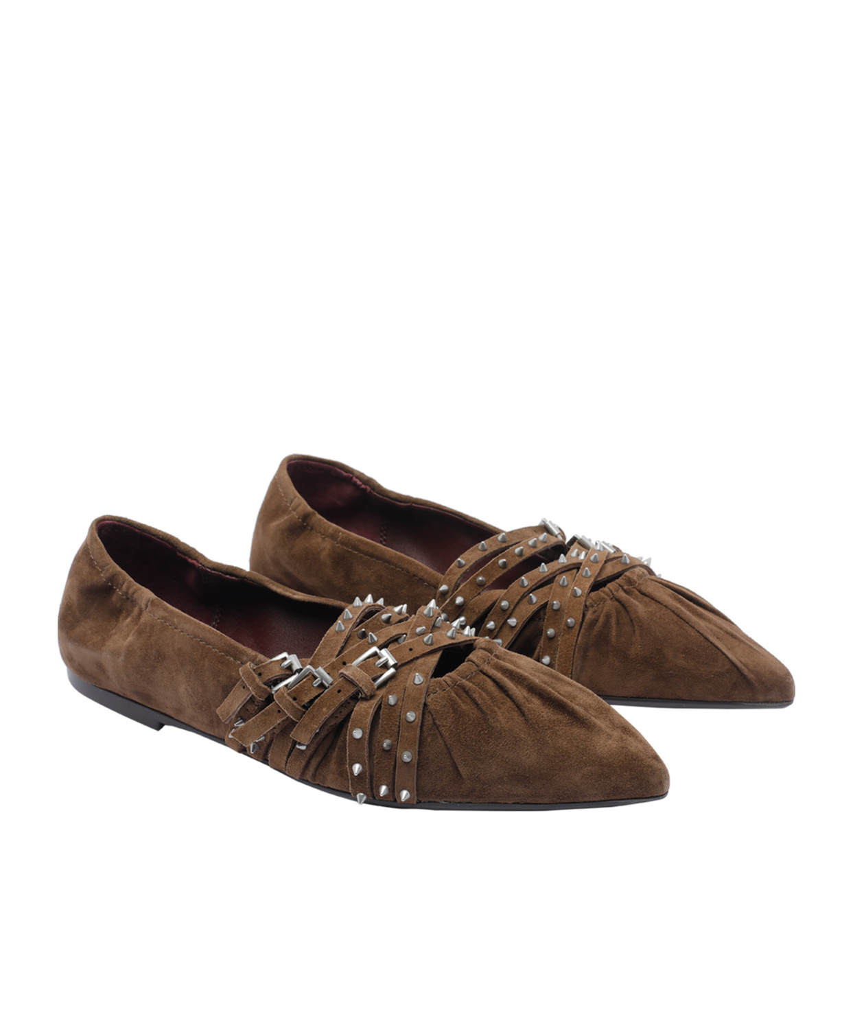 Ash Pointed-toe Flats In Brown