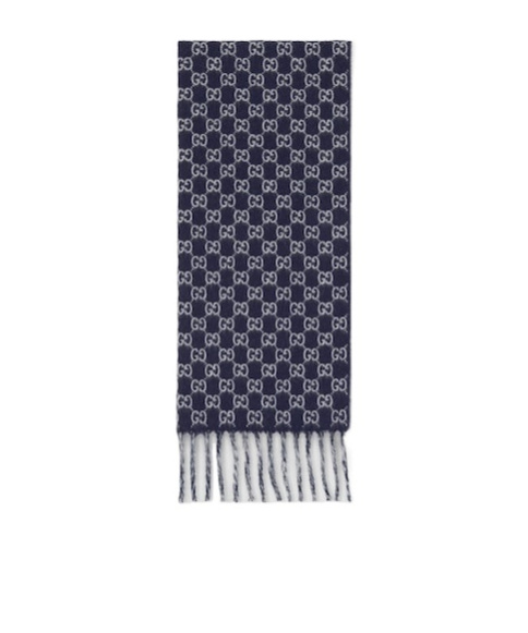 Gucci Gg Wool And Cashmere Scarf In Blue