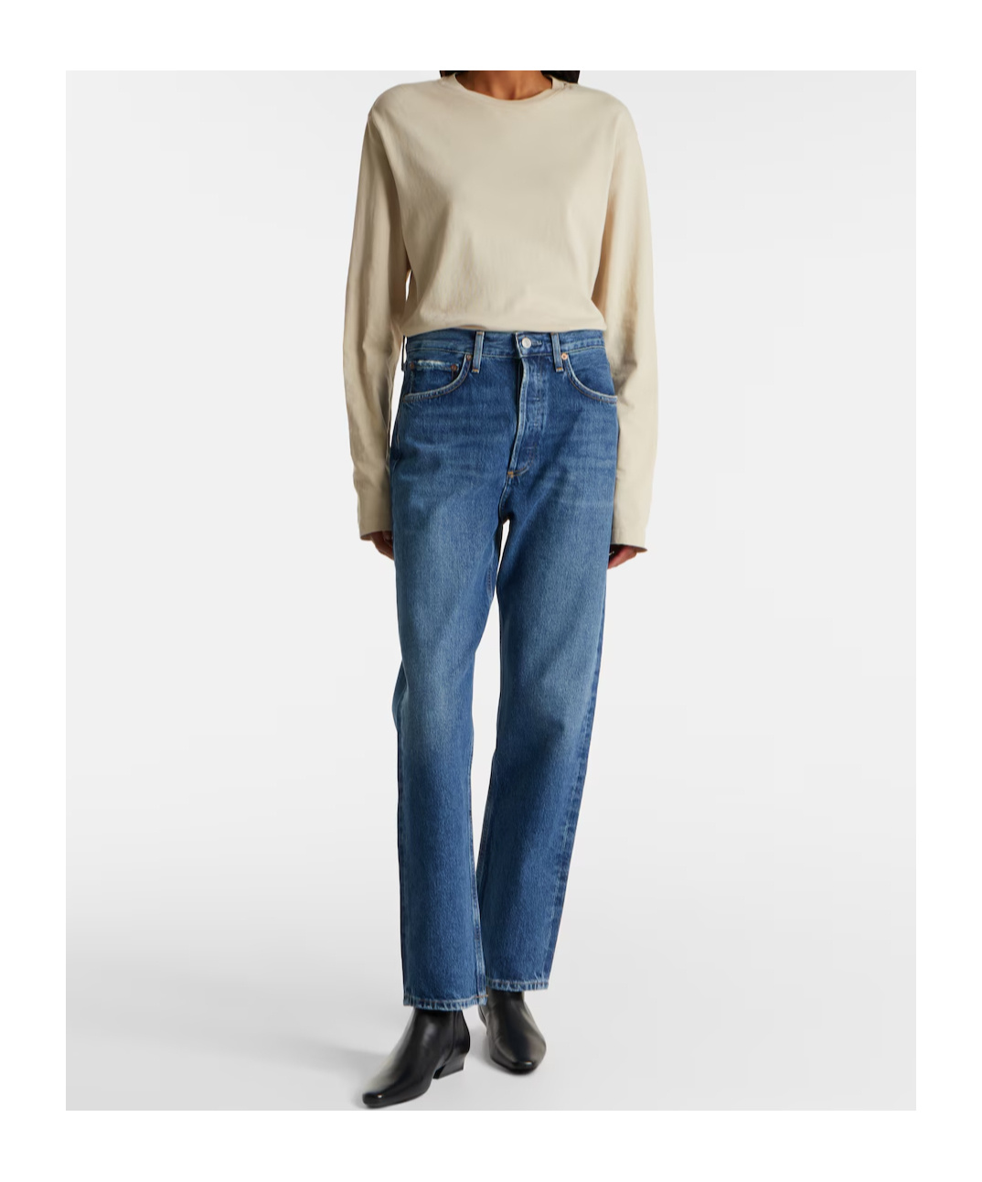 Agolde Mid-rise Straight-leg Denim Trousers In Blue