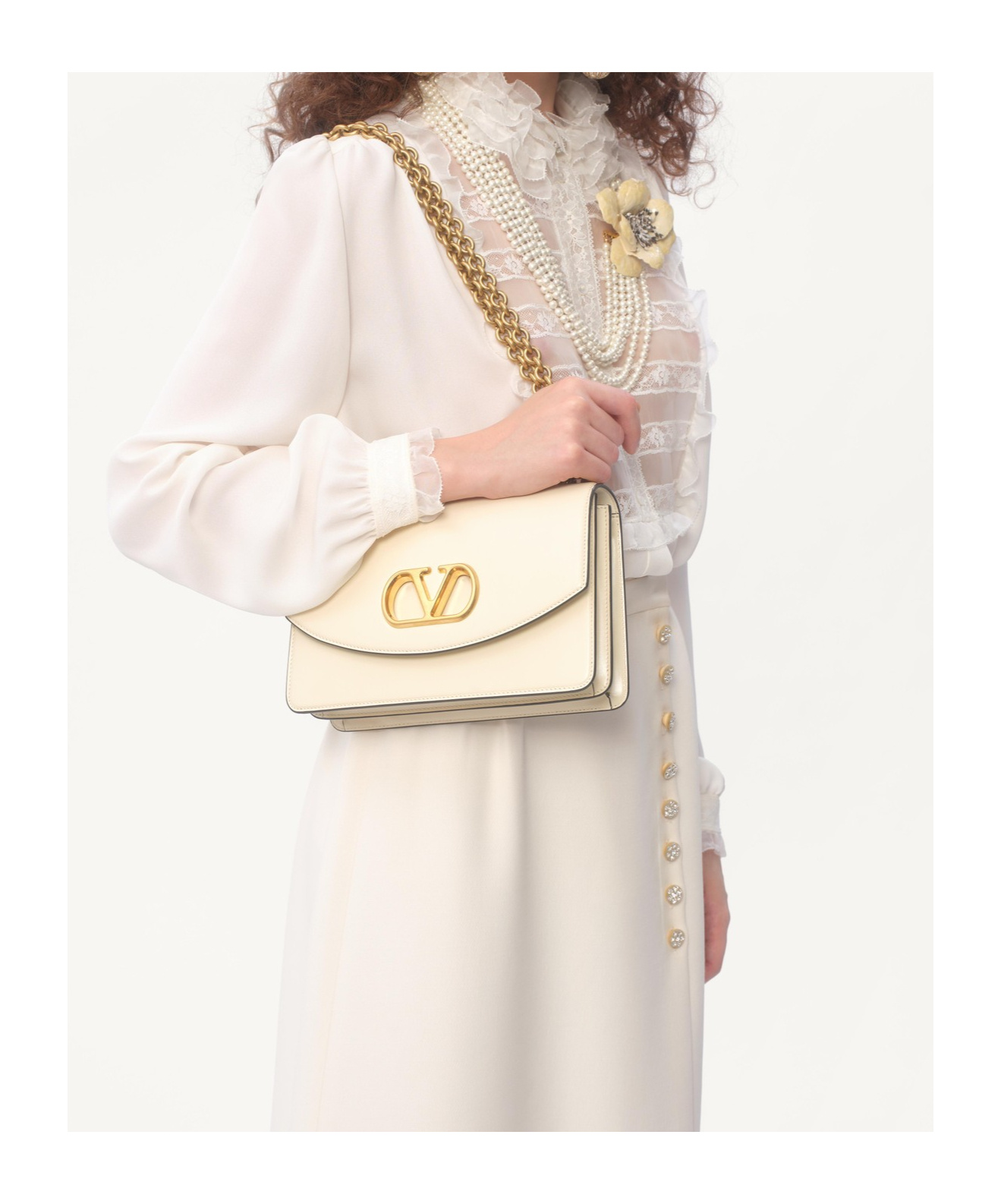 Valentino Bluse Aus Georgette Frau Elfenbein 50 In Ivory