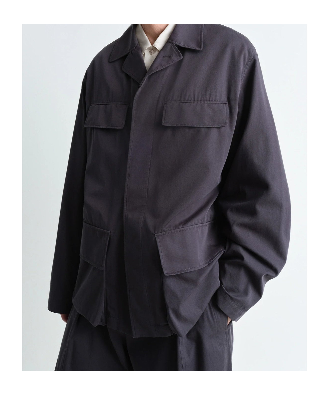 Lemaire Long-sleeved Casual Jacket In Gray