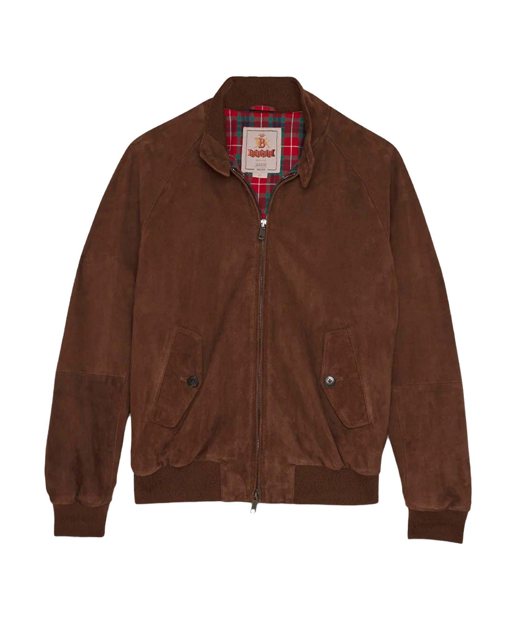 Baracuta Long-sleeved Leather Jacket In Burgundy