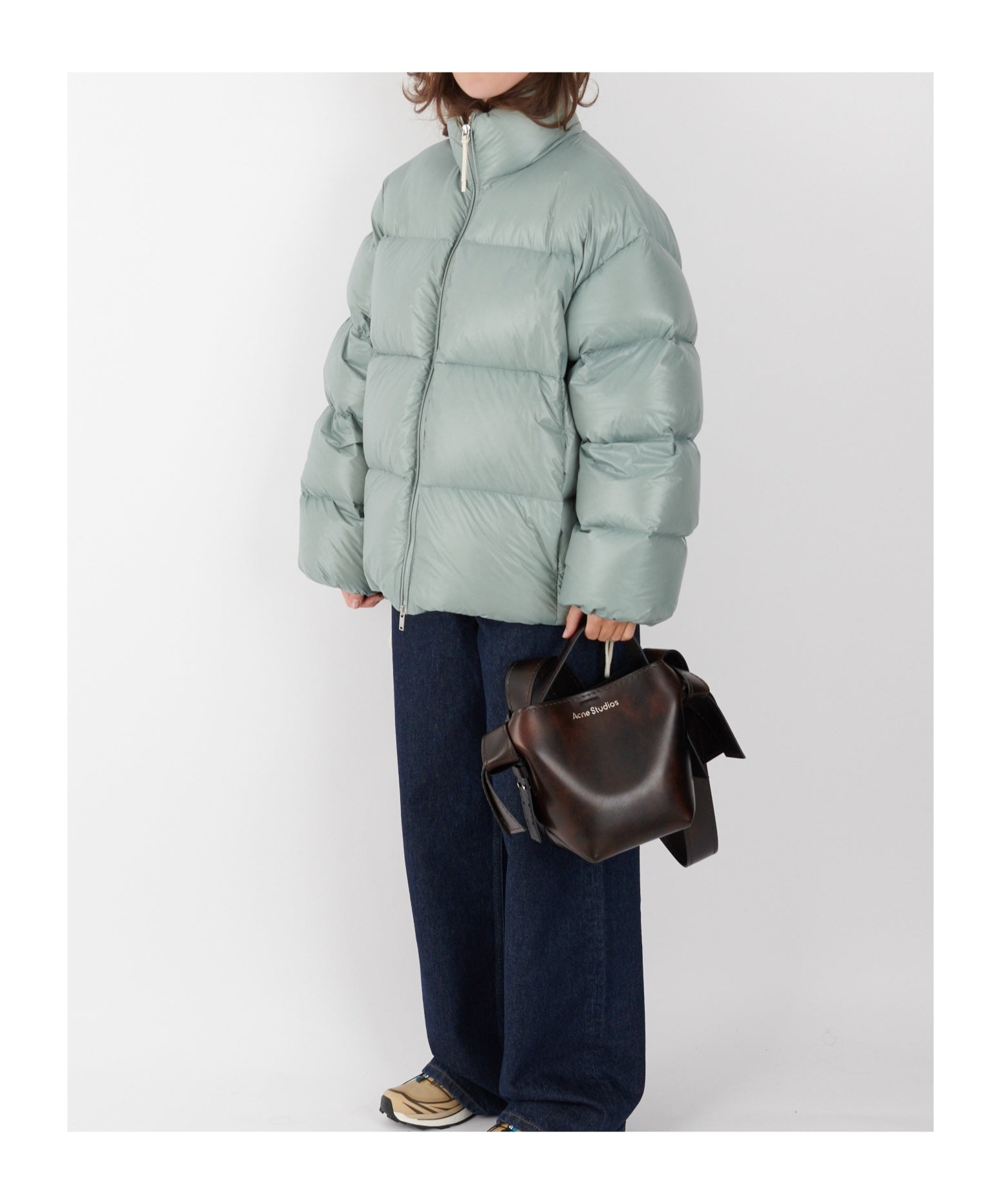 Jil Sander Long-sleeved Down Jacket In Gray