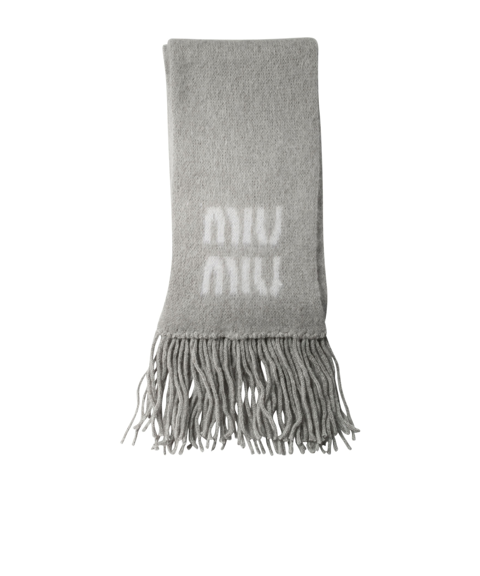 Miu Miu Logo Scarf In Gray