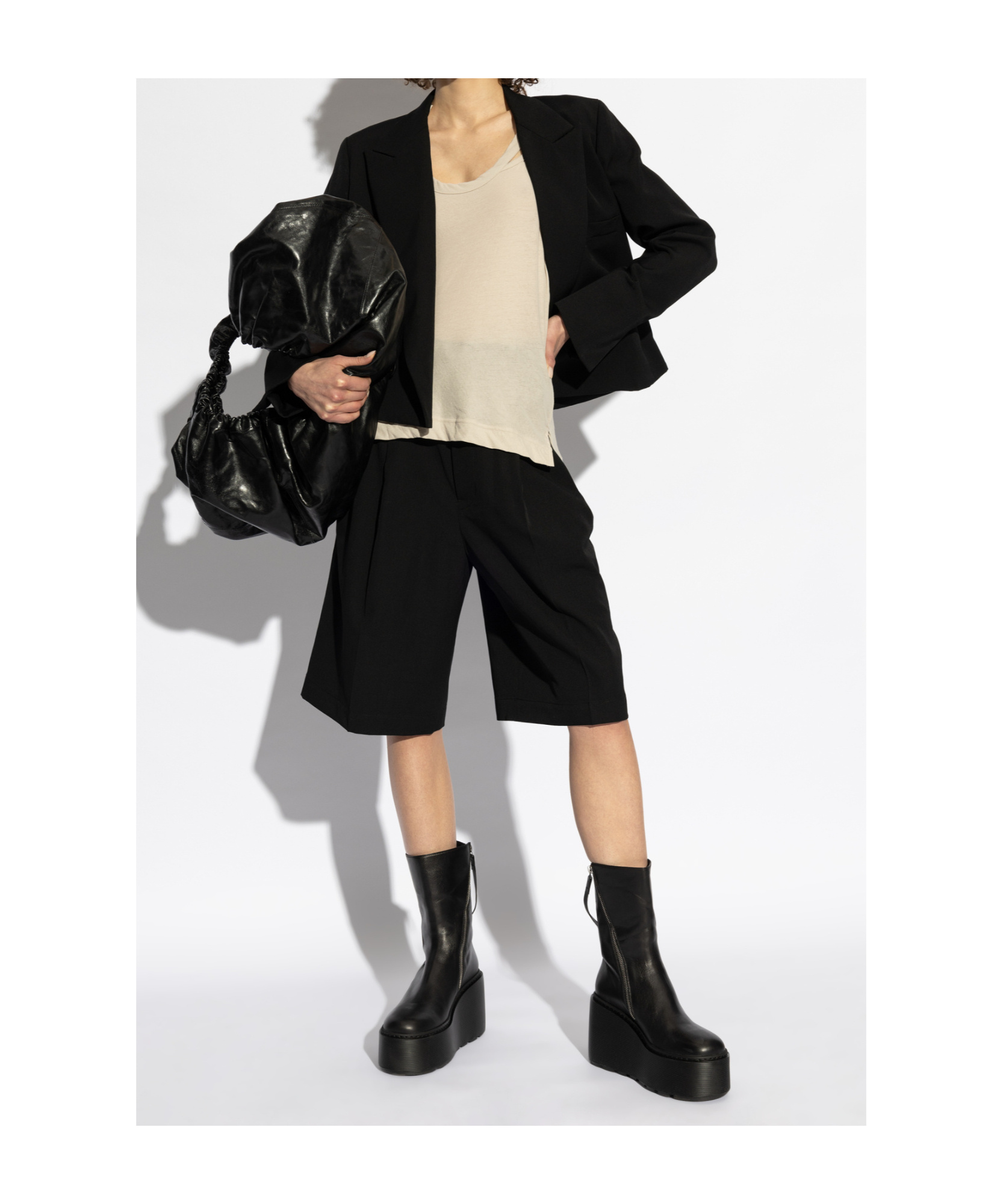 Shop Yohji Yamamoto Cropped Blazer In Black