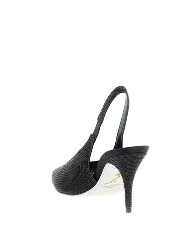 René Caovilla Slingback High-heeled Sandals In Black