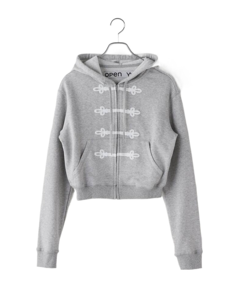 Open Yy Loop Button Effect Hoodie In Gray