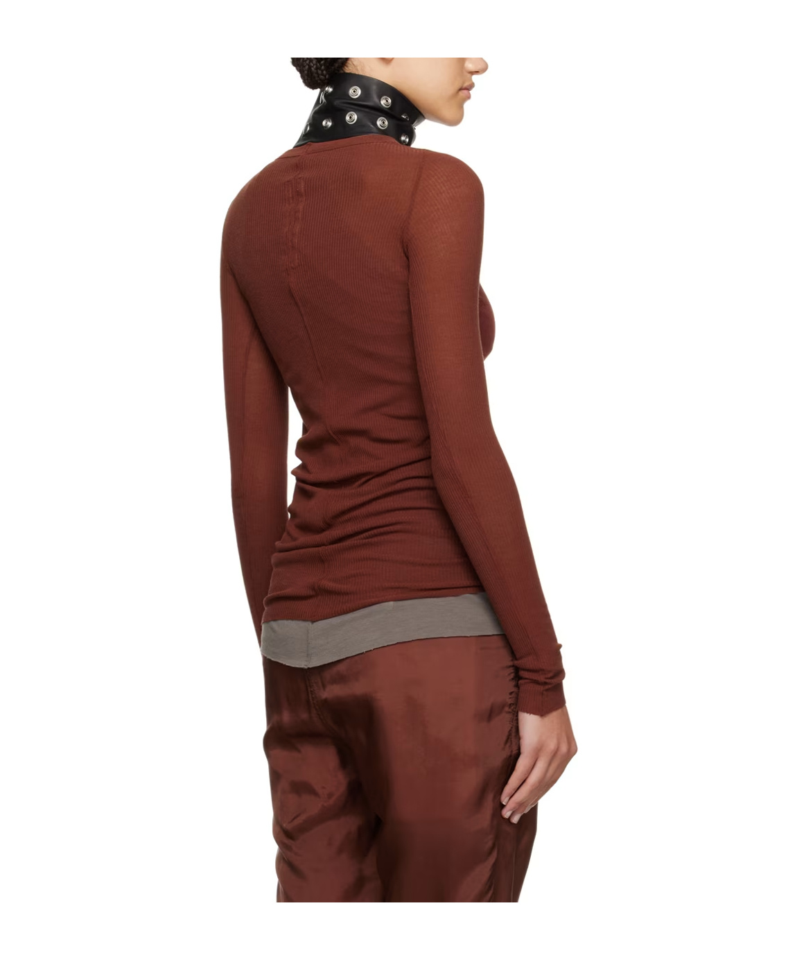 Rick Owens Burgundy Crewneck Long Sleeve T-shirt In Red