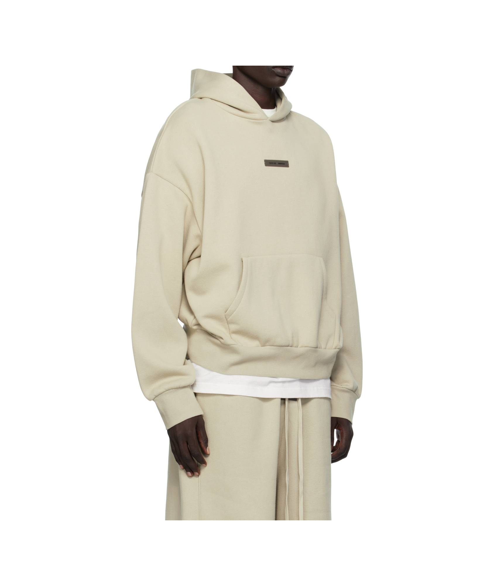 Essentials Beige Classic Fit Fleece Hoodie In Neutral