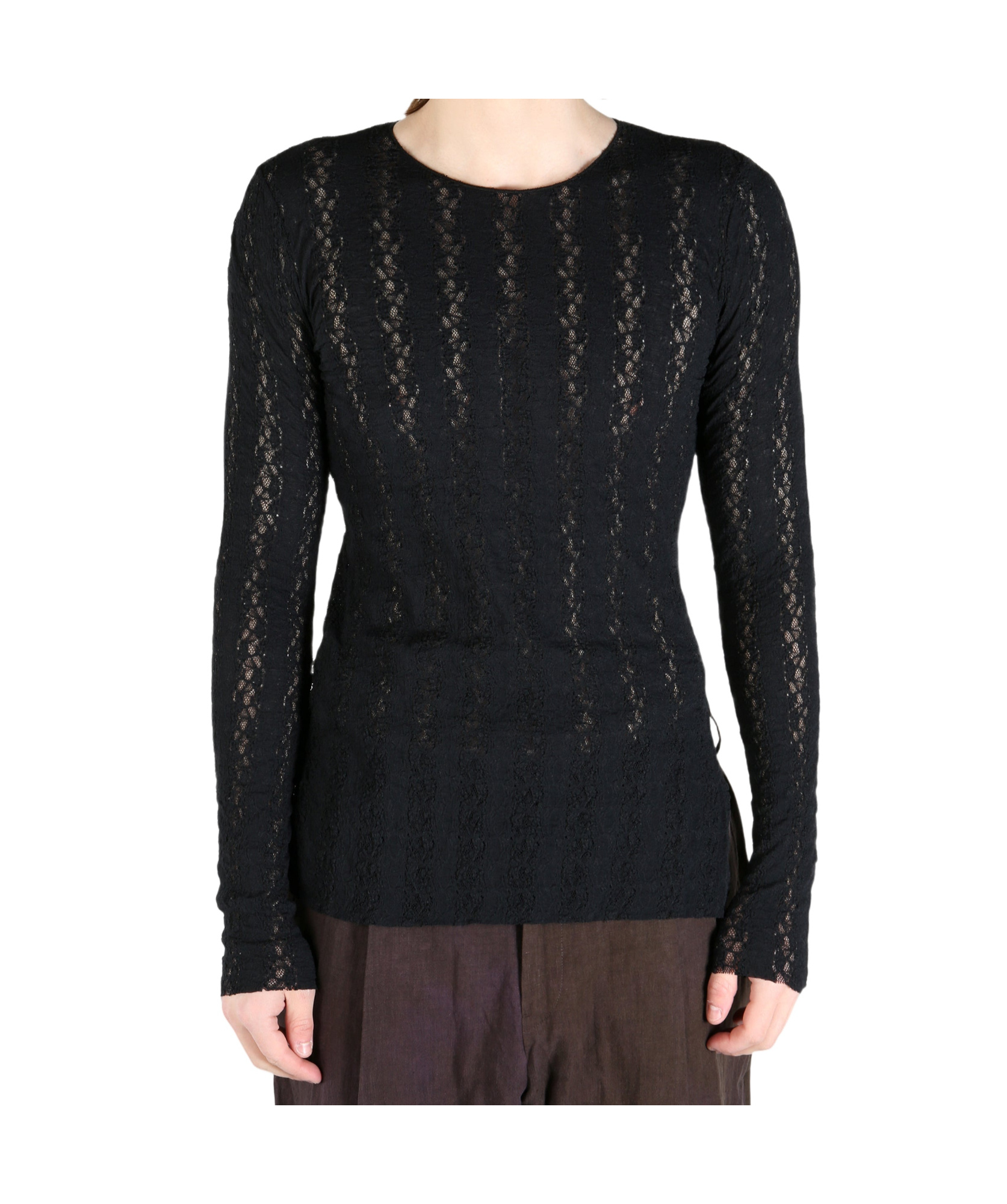 Uma Wang Black Stretch Nylon Teresa Top In Black