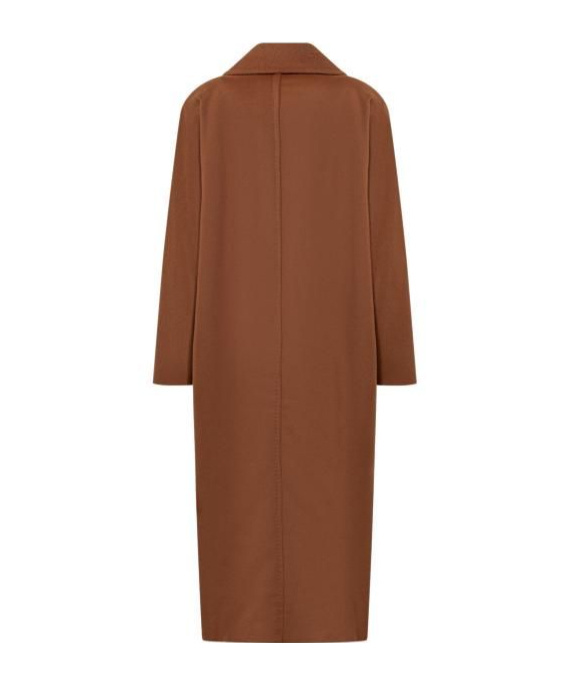 Max Mara Studio Erice Double-breasted Long-sleeved Coat In Brown