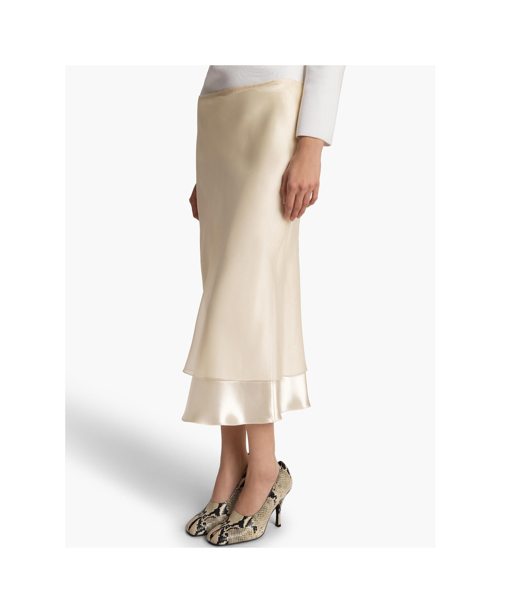 Khaite Monina Layered Satin And Organza Midi Skirt