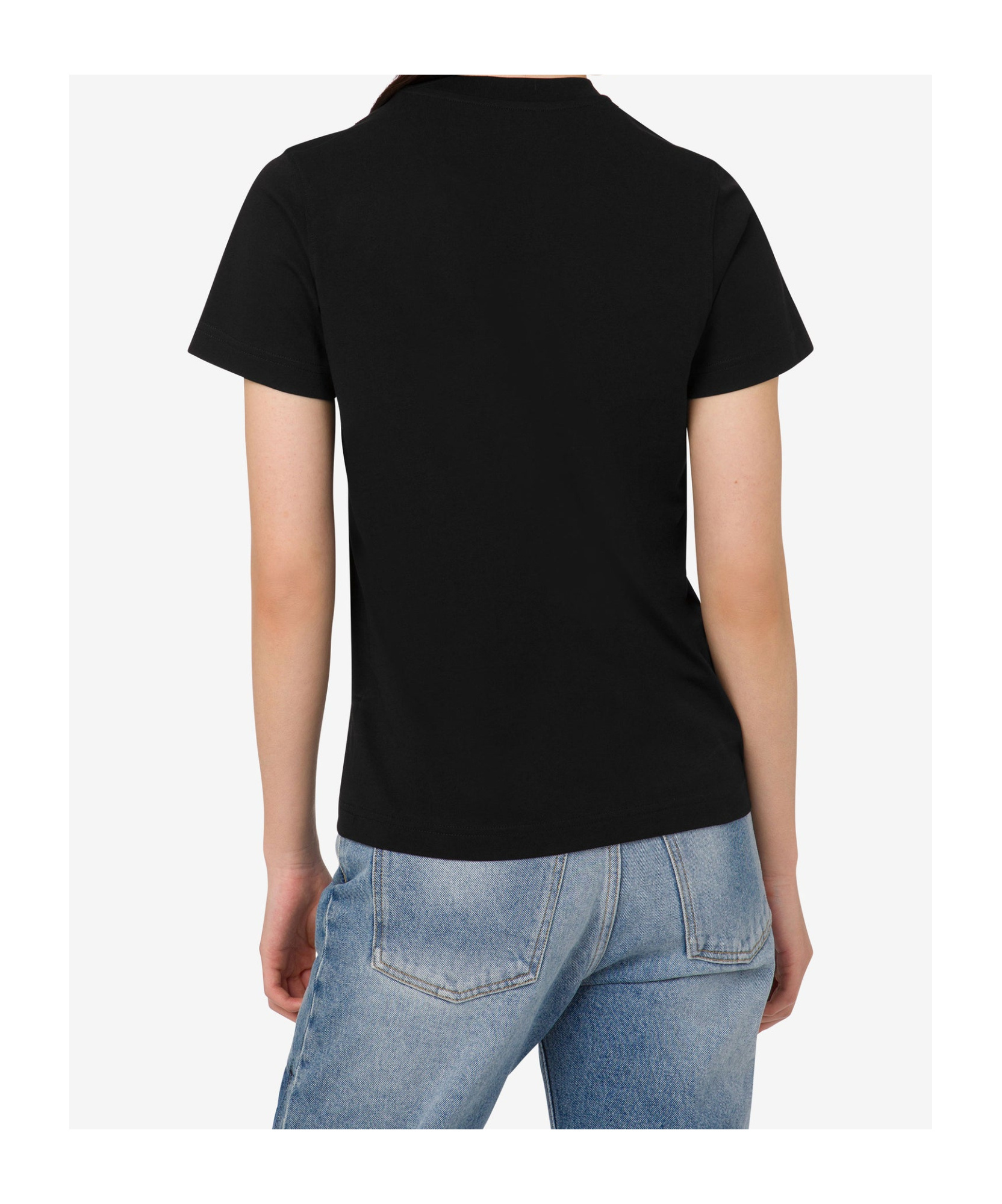 Moschino Organic Cotton Jersey T-shirt Decorated In Black