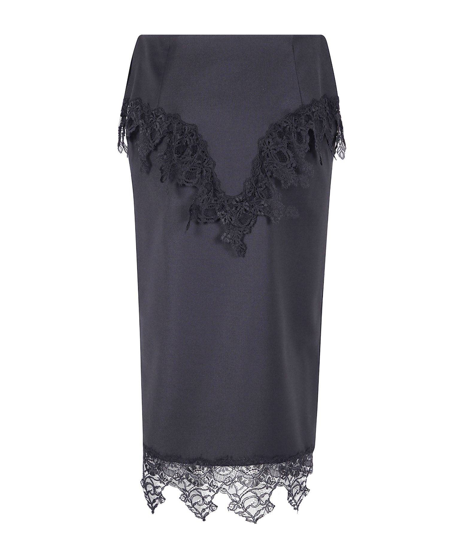 Blumarine Lace-trimmed Pencil Midi Skirt In Black