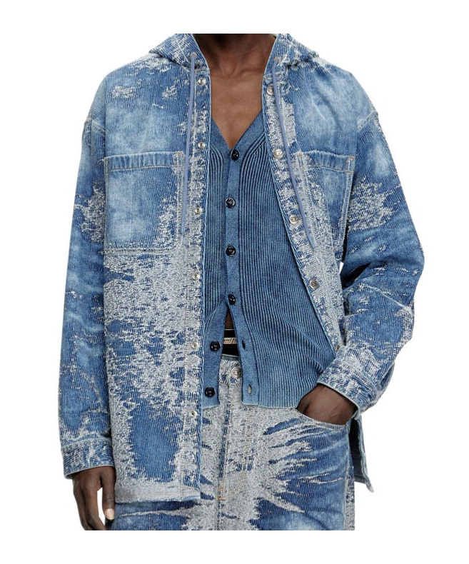 Diesel D-dewny-hood Shirt In Blue