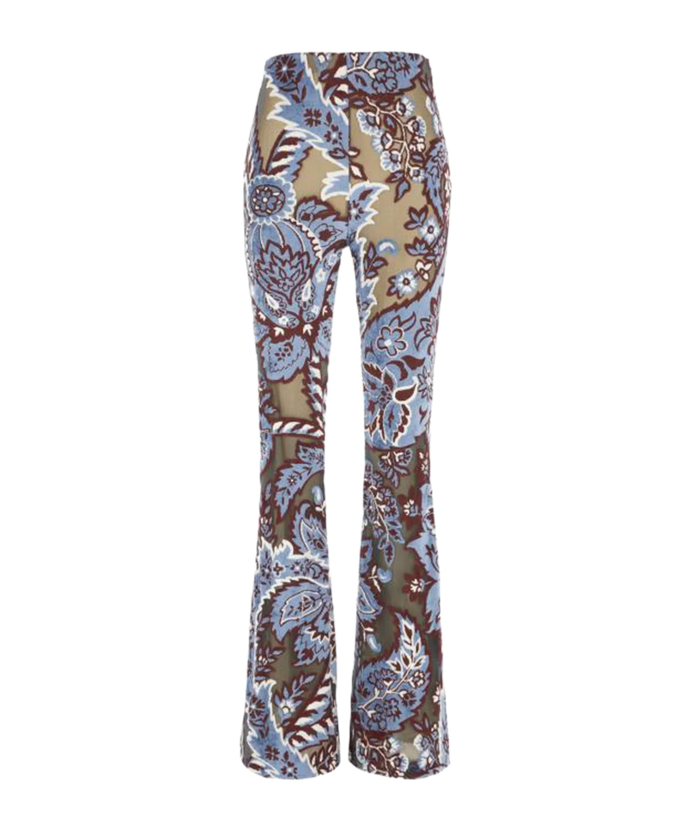 Etro Floral Velvet Jacquard Flared Pants In Multicolor