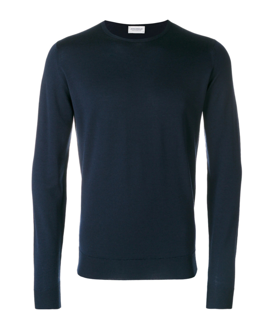 John Smedley Crew Neck Ribbed-knit Edge Sweatshirt In Blue