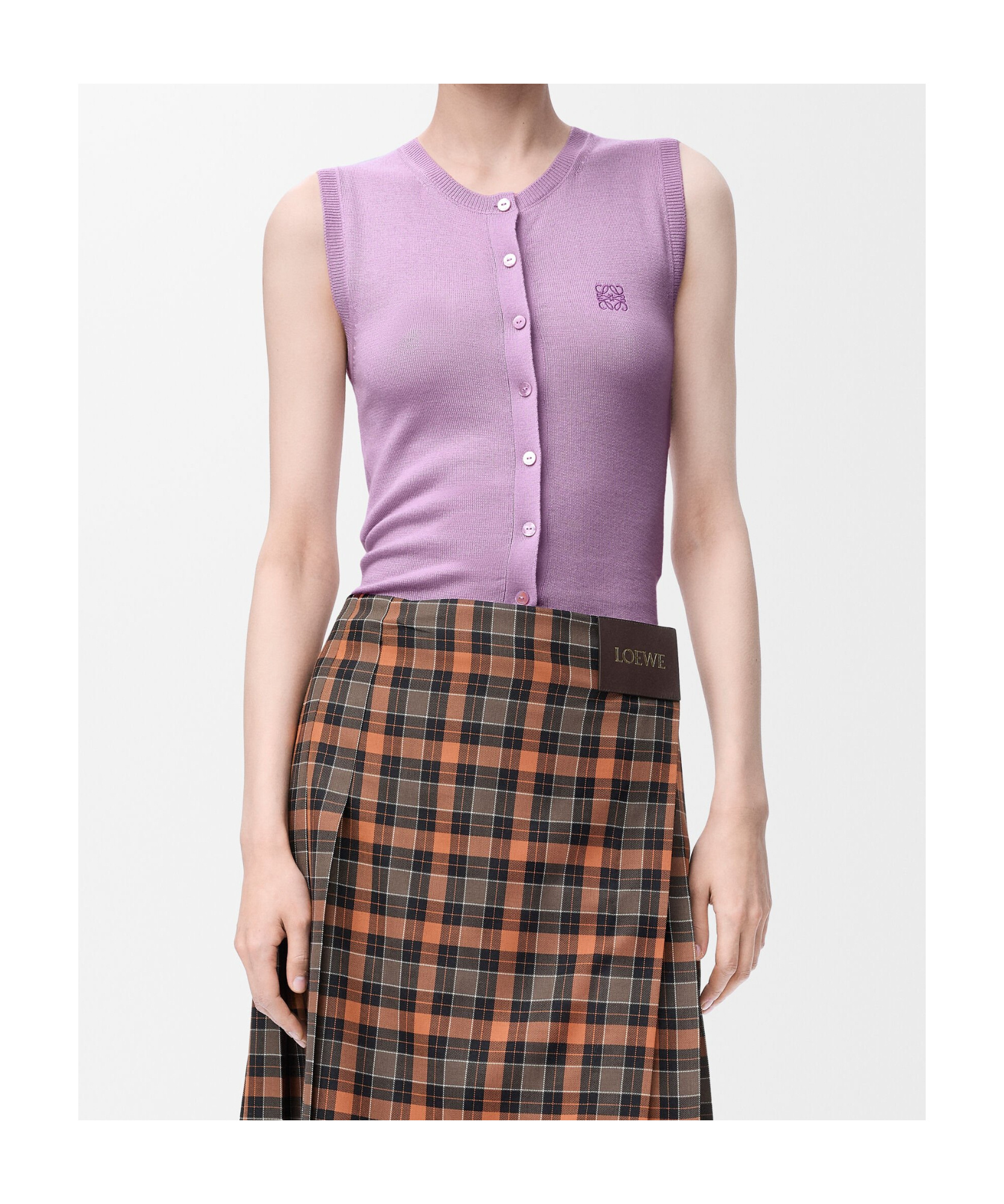 Loewe Buttoned Logo-embroidered Vest In Purple