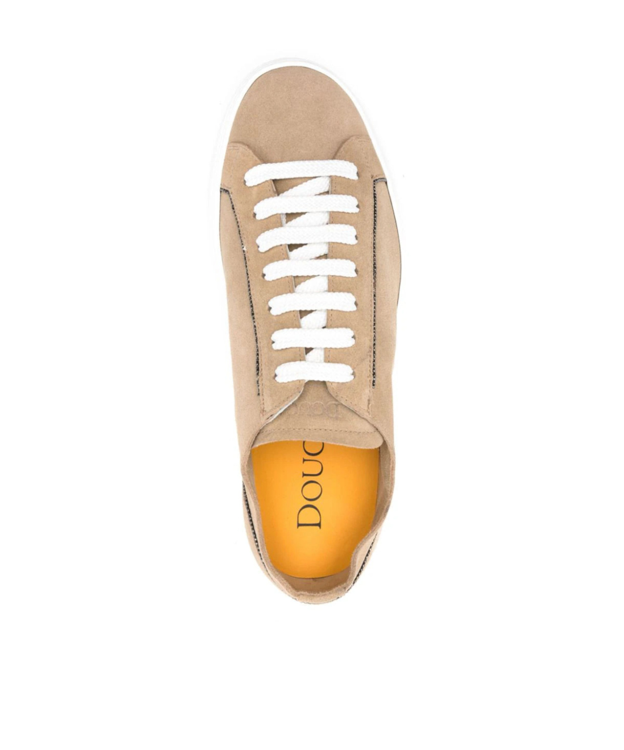Doucal's Logo-debossed Leather Snekaers In Nude