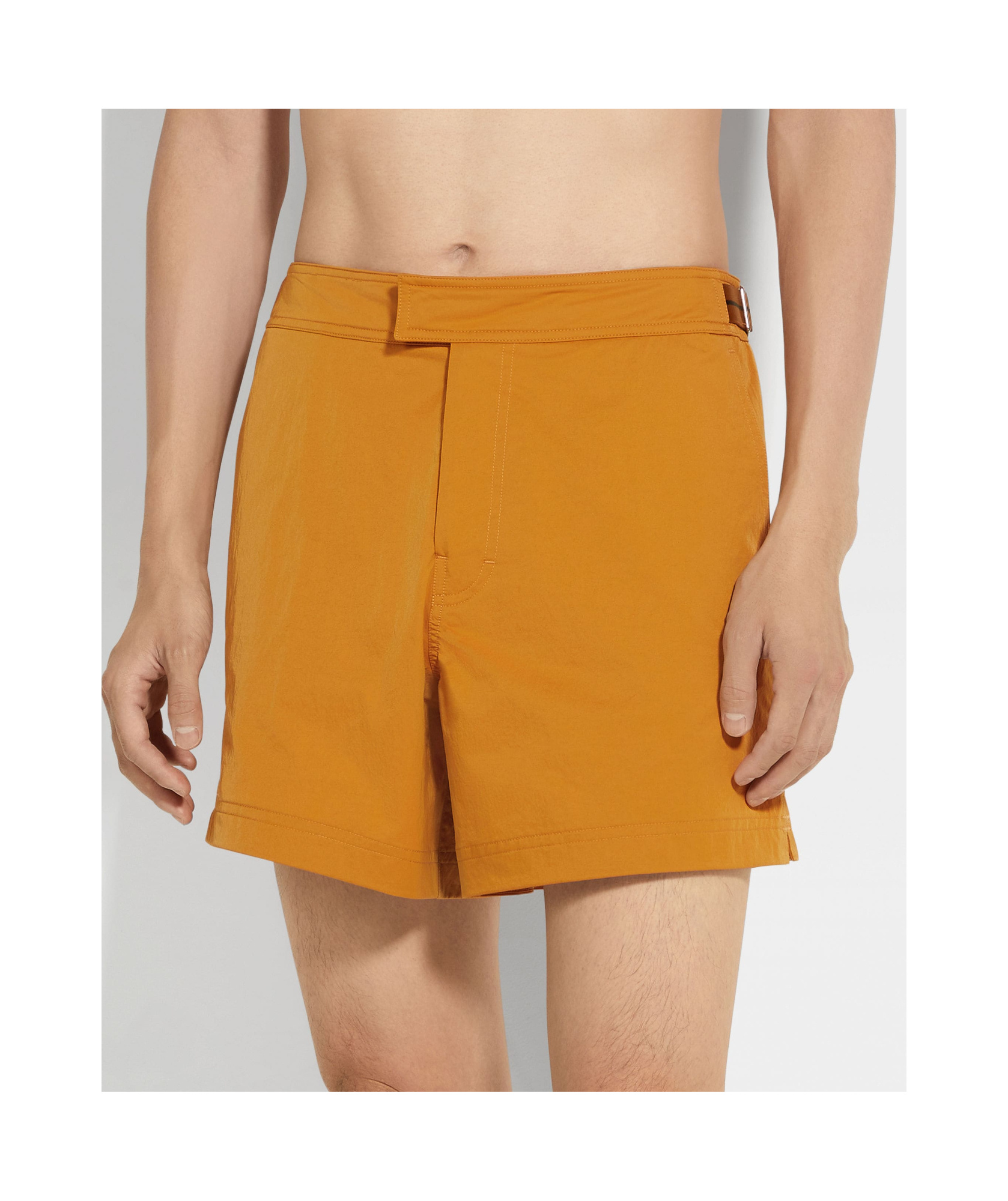 Zegna 232 Road Brand Mark Mid Length Swim Trunks In Orange