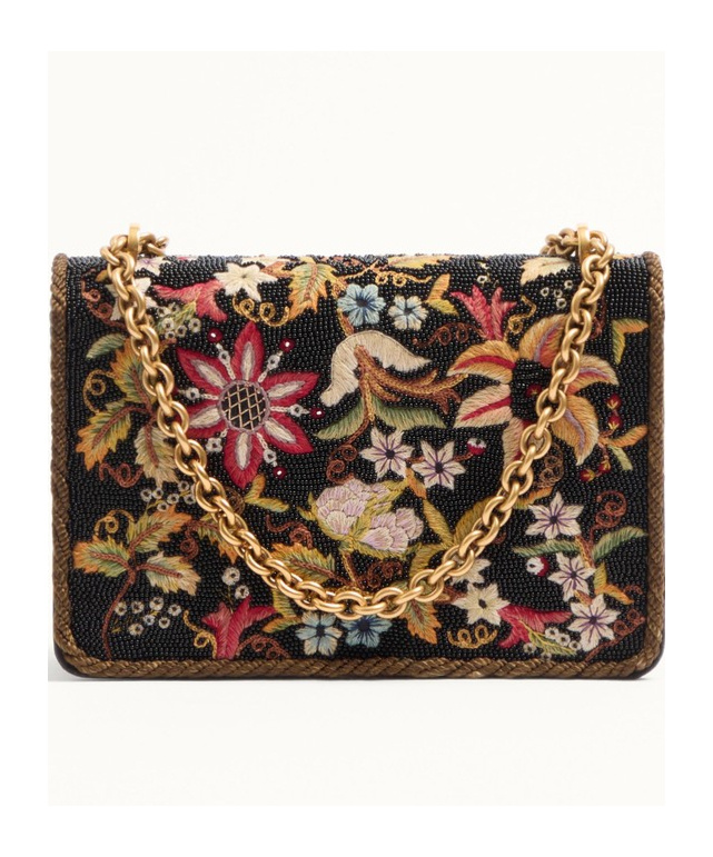 Valentino Vain Embroidered Foldover Top Shoulder Bag In Brown
