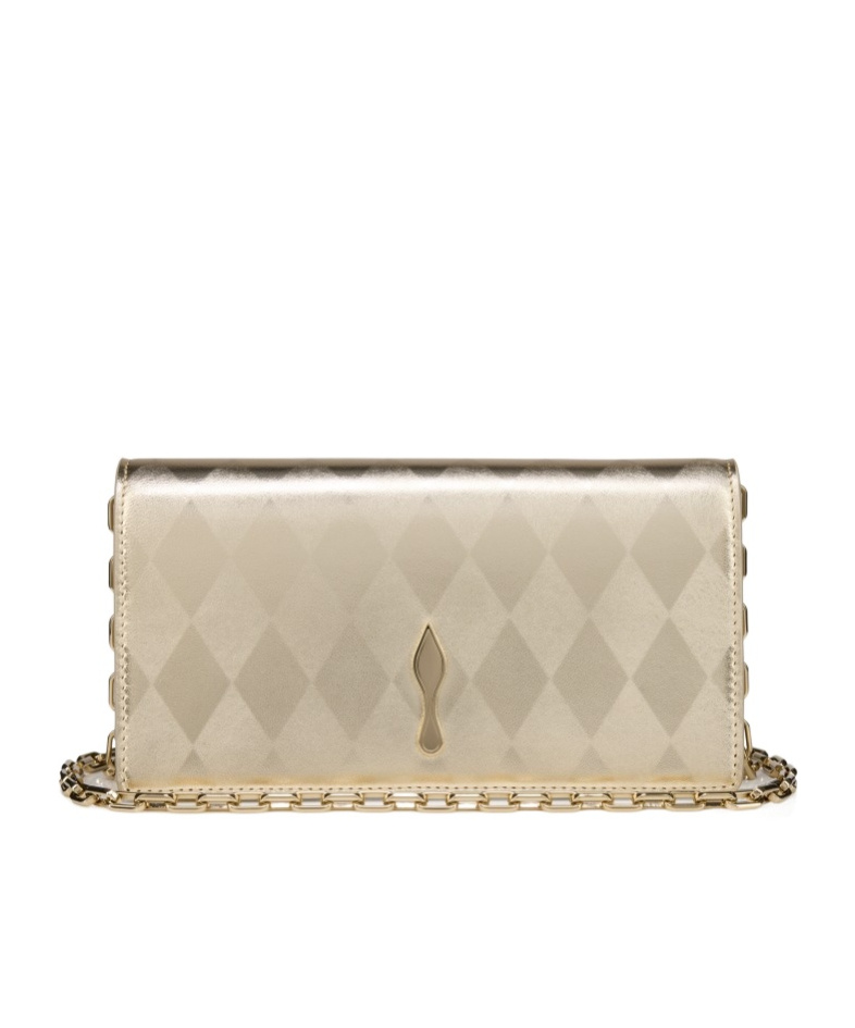 Christian Louboutin Bettina Patent Leather Clutch Bag In Brown