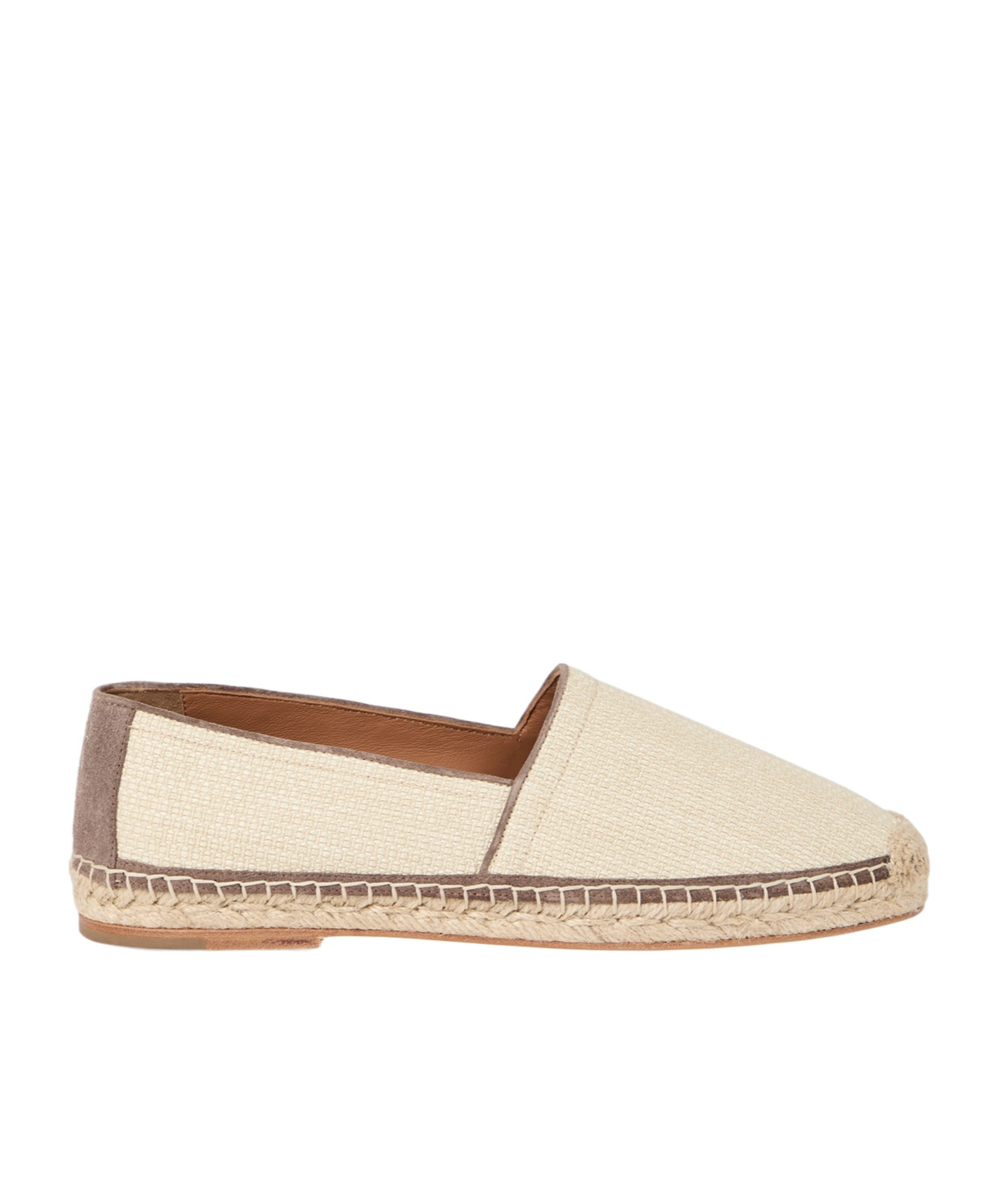Brunello Cucinelli Round Toe Espadrilles With Woven Sole In Nude