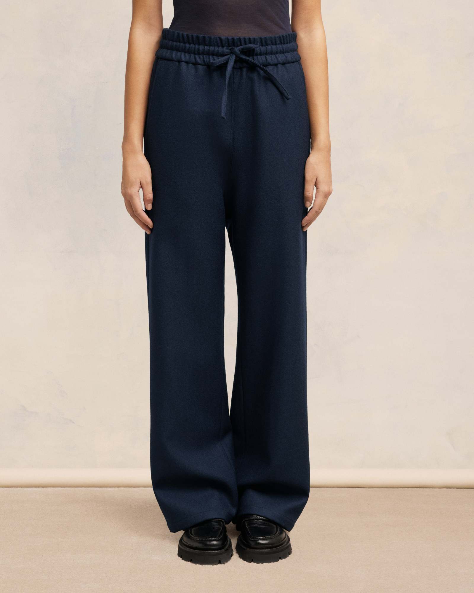 AMI ALEXANDRE MATTIUSSI AMI AMI PARIS WIDE ELASTICATED WAIST TROUSERS