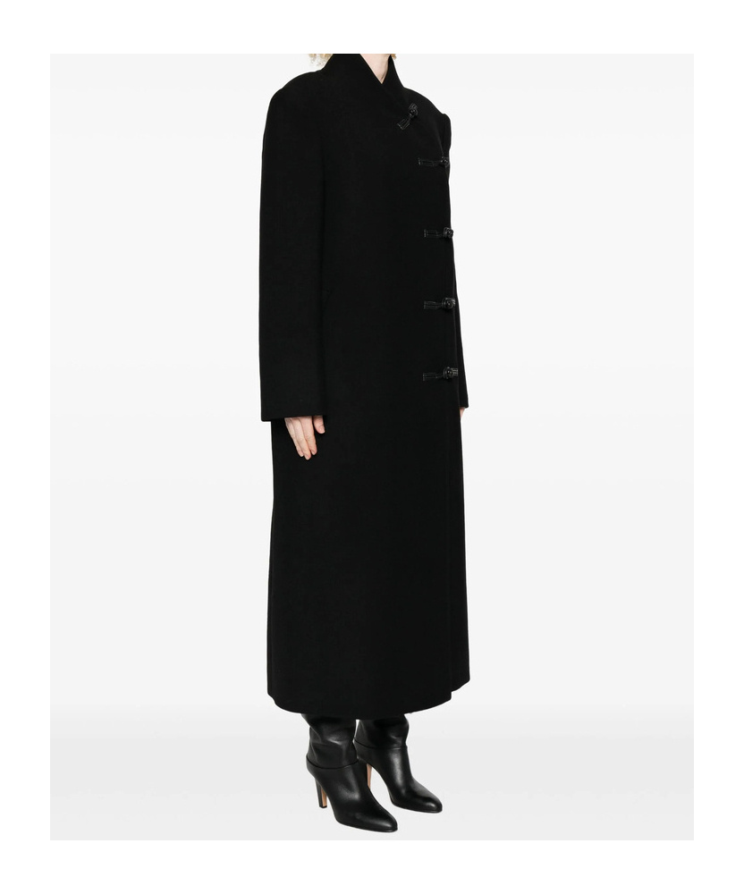 Rohe Band-collar Toggle Coat In Black