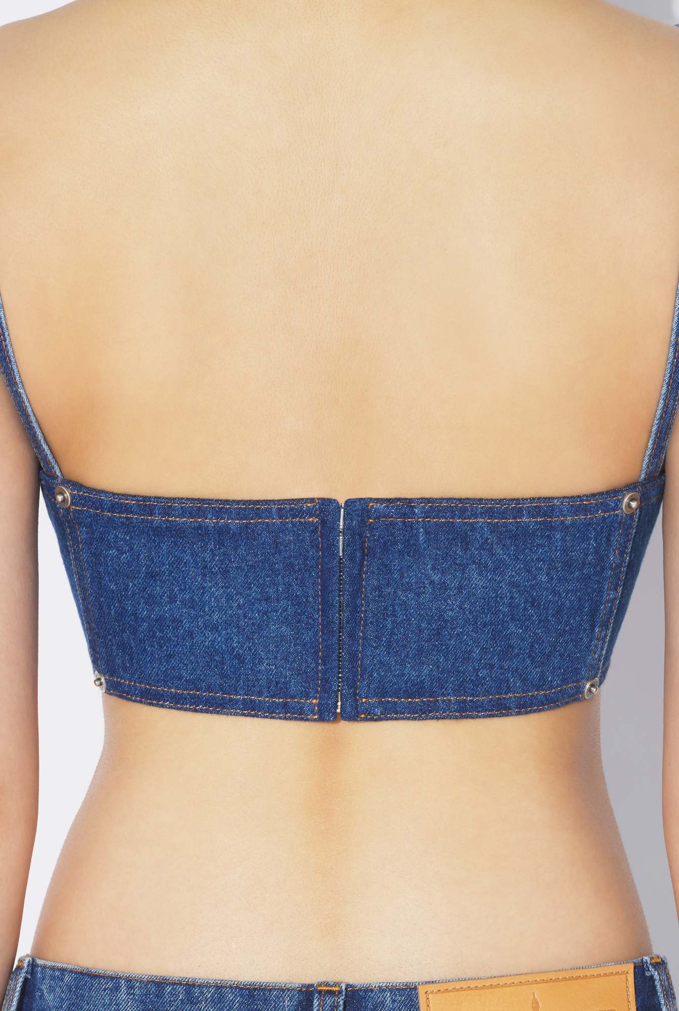 Shop Jean Paul Gaultier The Denim Conical Cup Bra In Blue