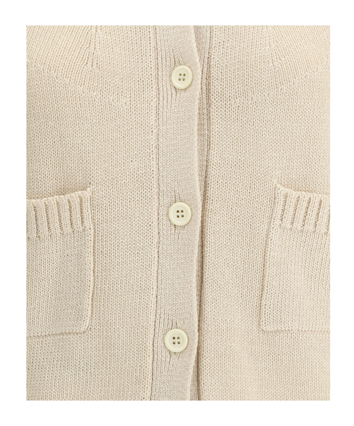Fabiana Filippi Crewneck Buttoned Knitted Cardigan In Nude