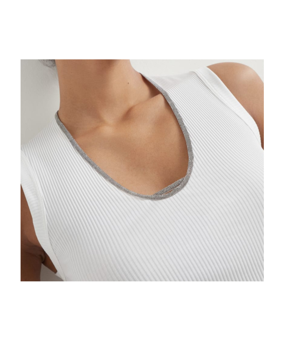 Brunello Cucinelli Monili-trim Scoop-neck Tank Top In White