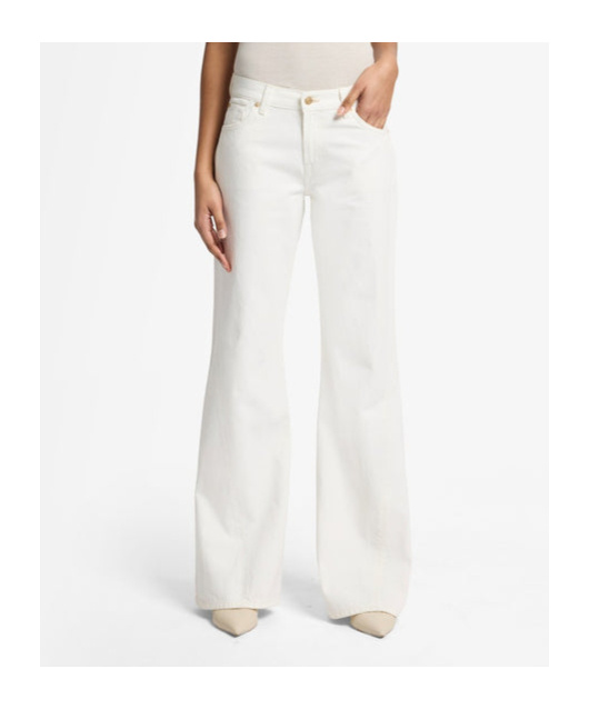 7 For All Mankind Slim Illusion Twisted Seam Spencer Flare In White