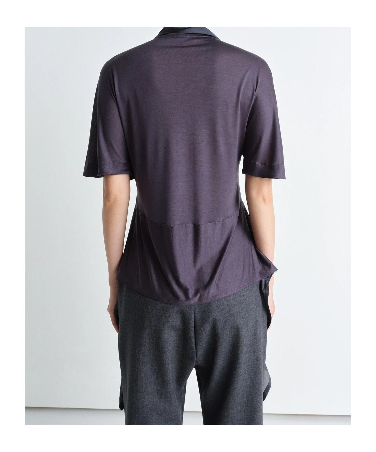 Lemaire Mixed Fabric Knotted Top In Charcoal