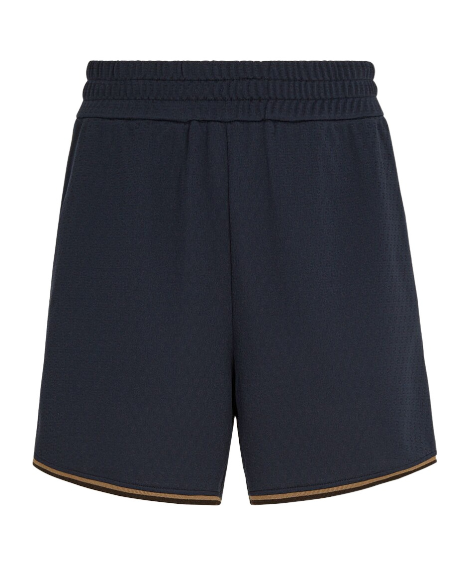 Fendi Dark Blue Ff Jacquard Bermuda Shorts In Black
