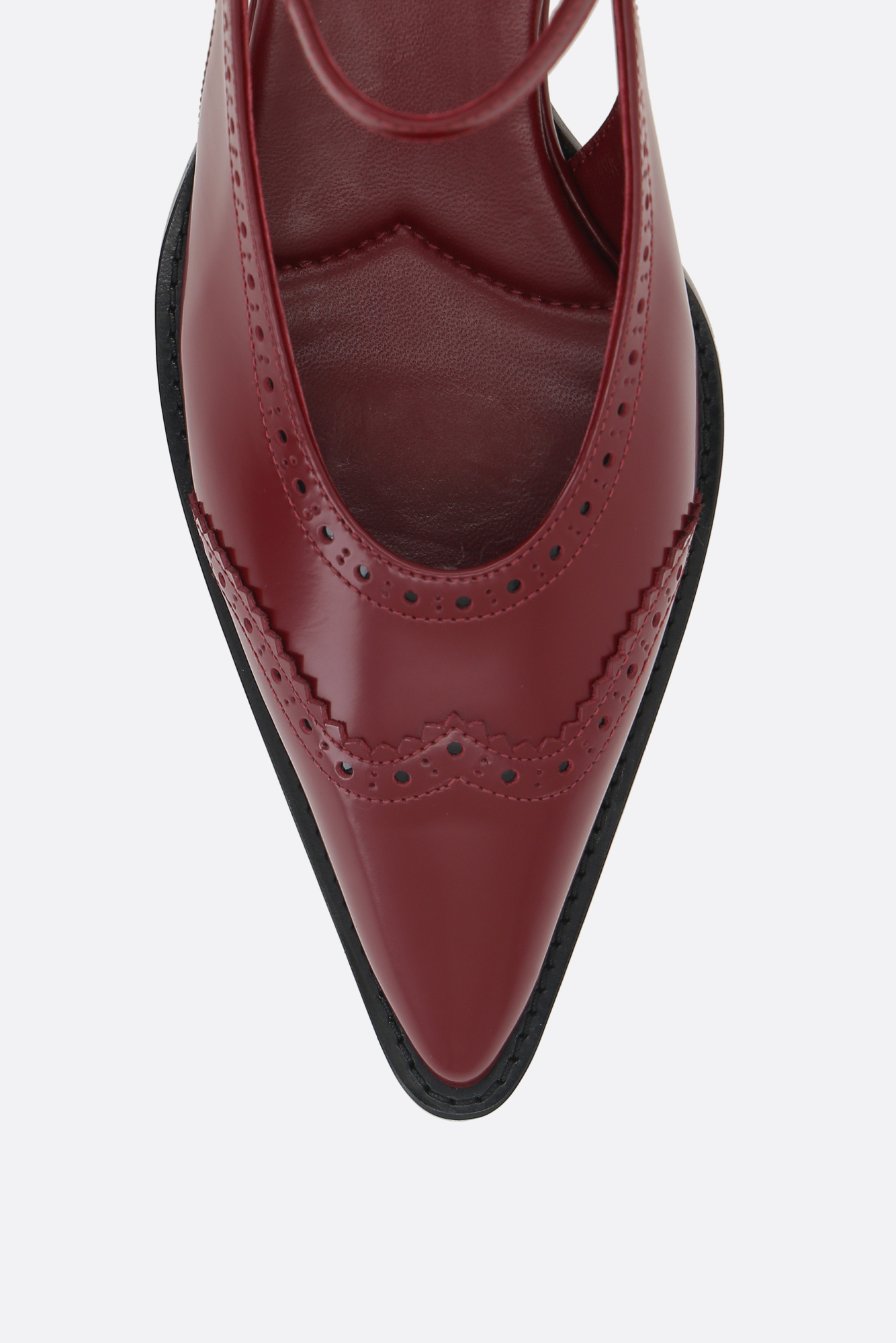 Miu Miu 35 Brogue Slingback Pumps In Brushed Leather In Red