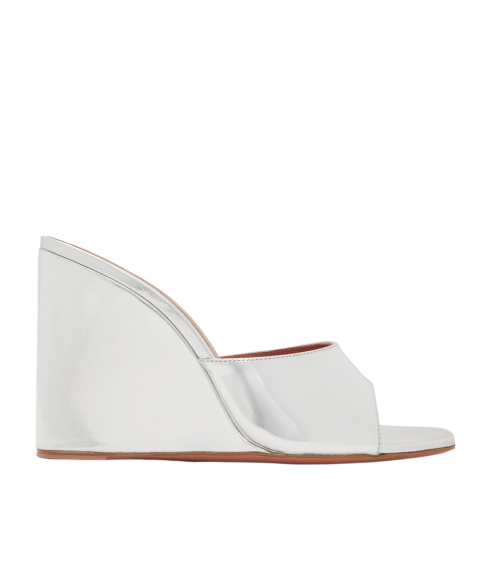 Amina Muaddi Off-white Lupita Glass Wedge Heeled Sandals In White