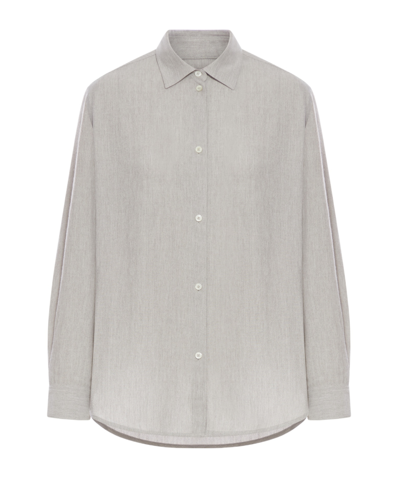 Totême Womens Pale Grey Melange Curved-hem Long-sleeves Woven-blend Shirt In Gray