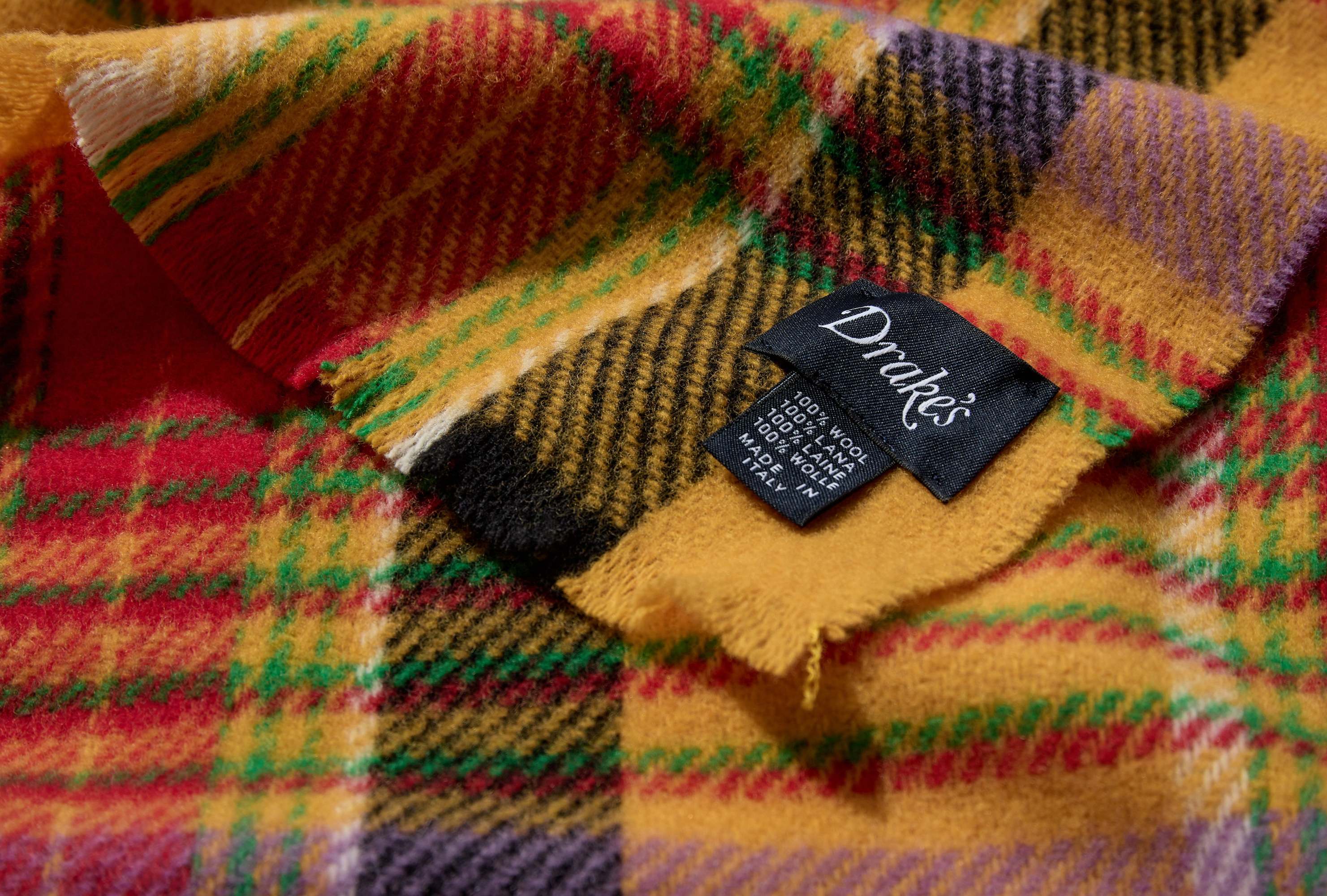 Drake's London Plaid Scarf In Brown