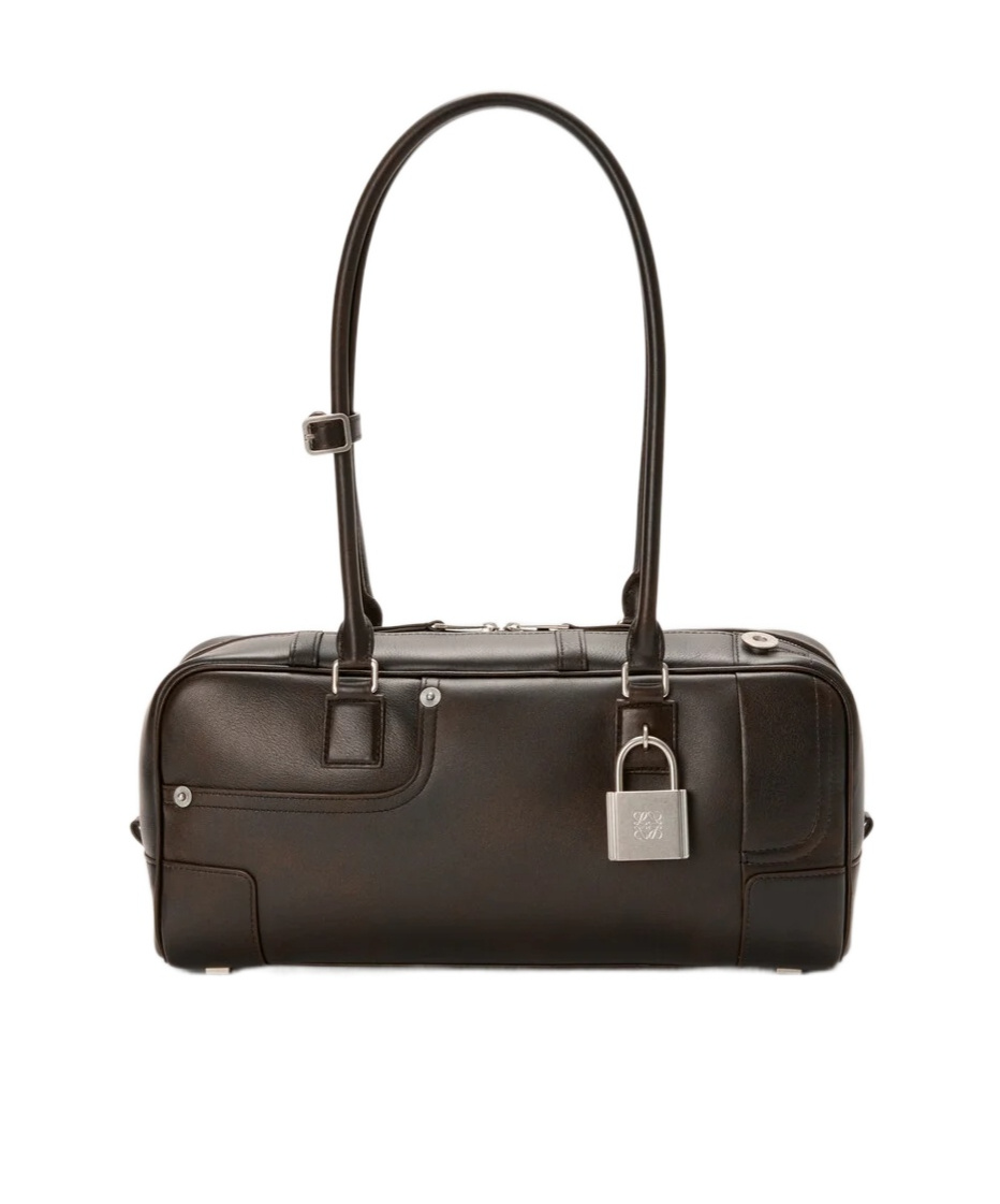 Loewe Panta Amazona 31 Cropped Bag In Shiny Calfskin In Brown
