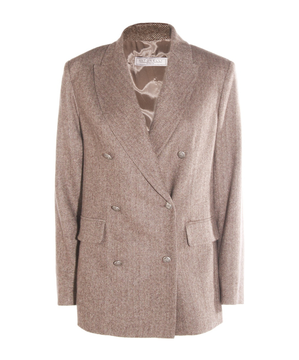 Antonelli Double-breasted Suit Jacket In Brown