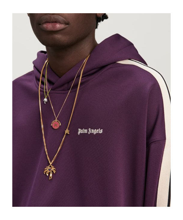 Palm Angels Boxy Sweatshirt With Stripes In Purple