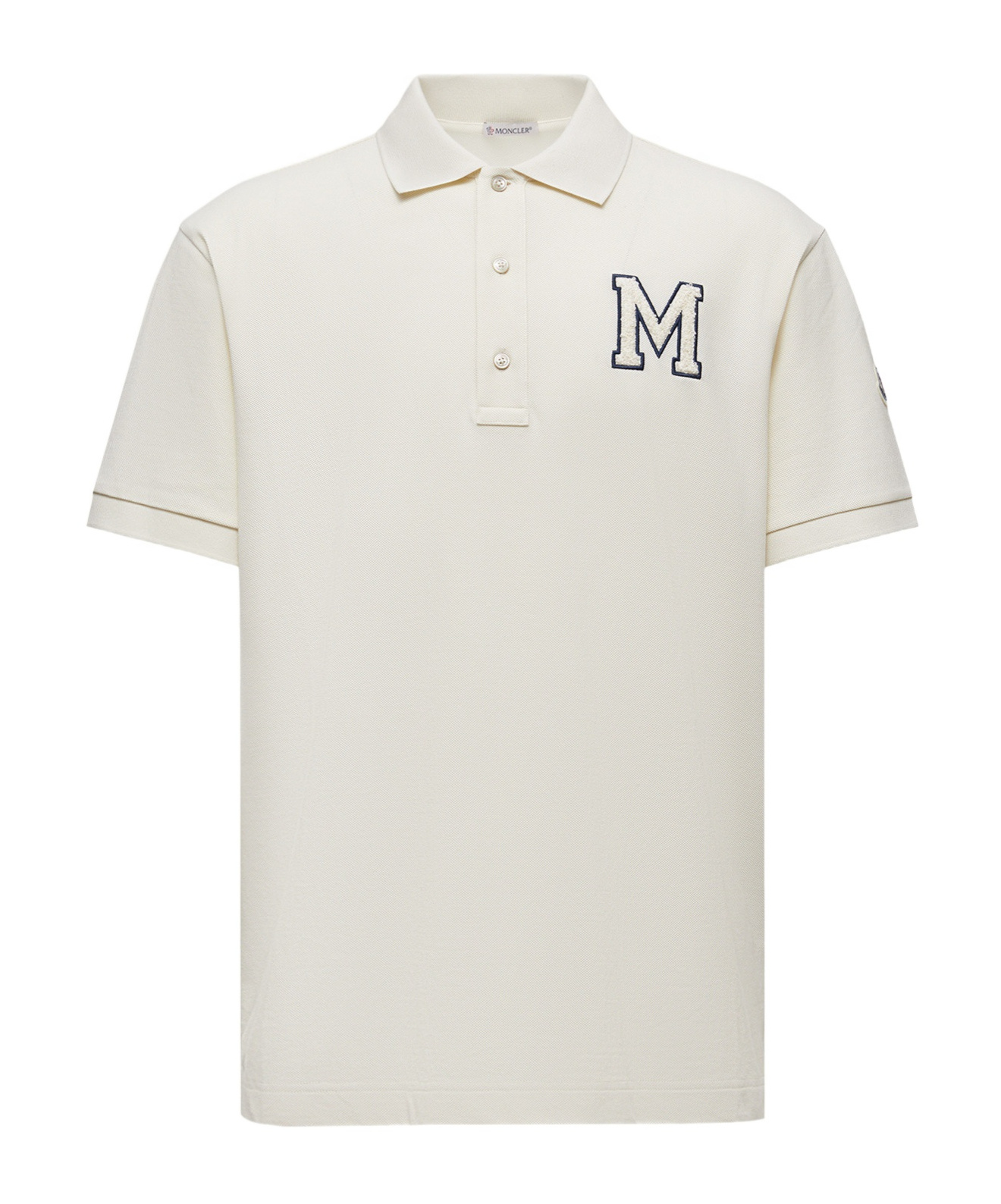 Moncler Polo En Piqué De Coton À Monogramme In Neutral
