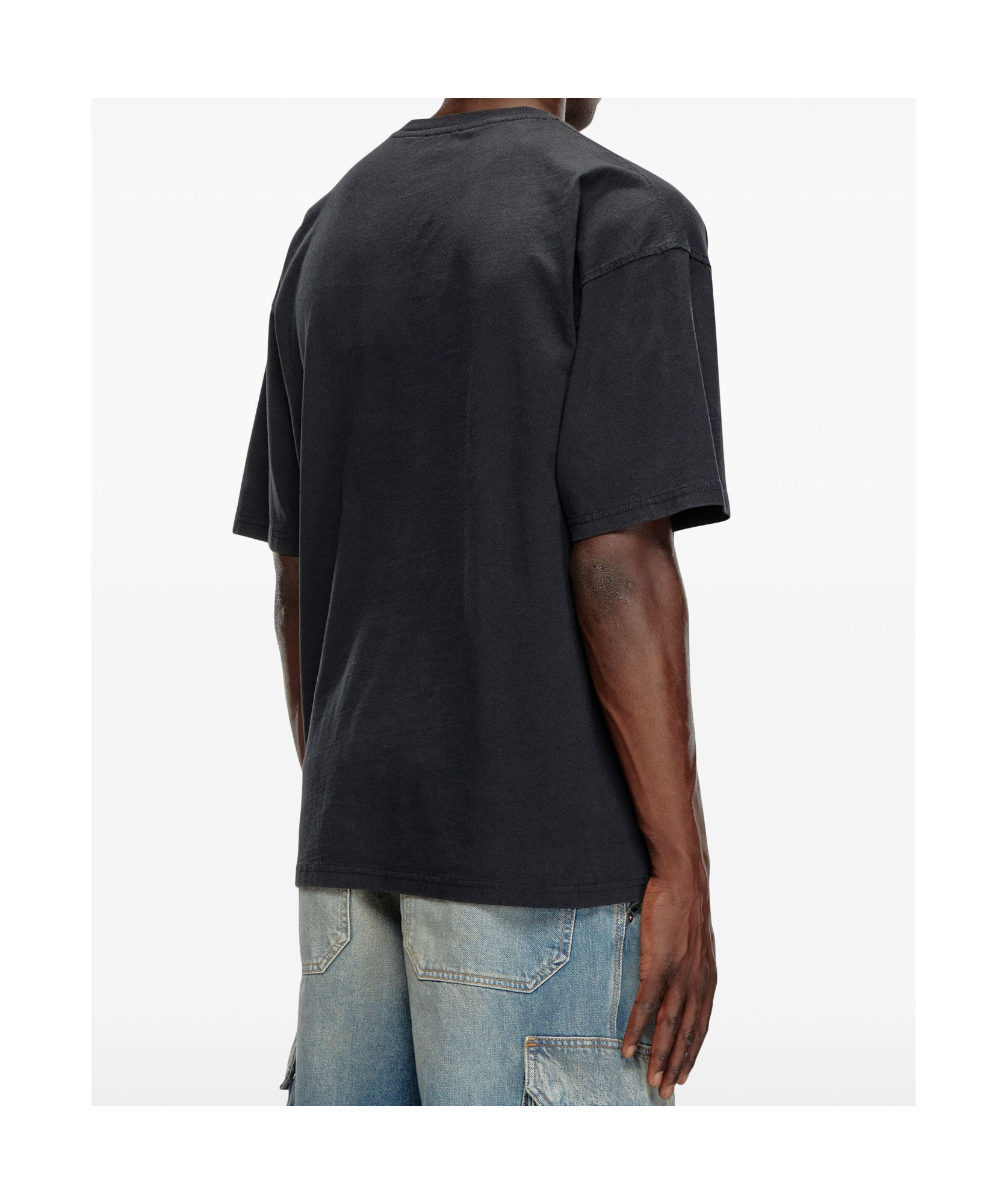 Diesel T-boxt-n14 T-shirt With Flocked Logo In Black