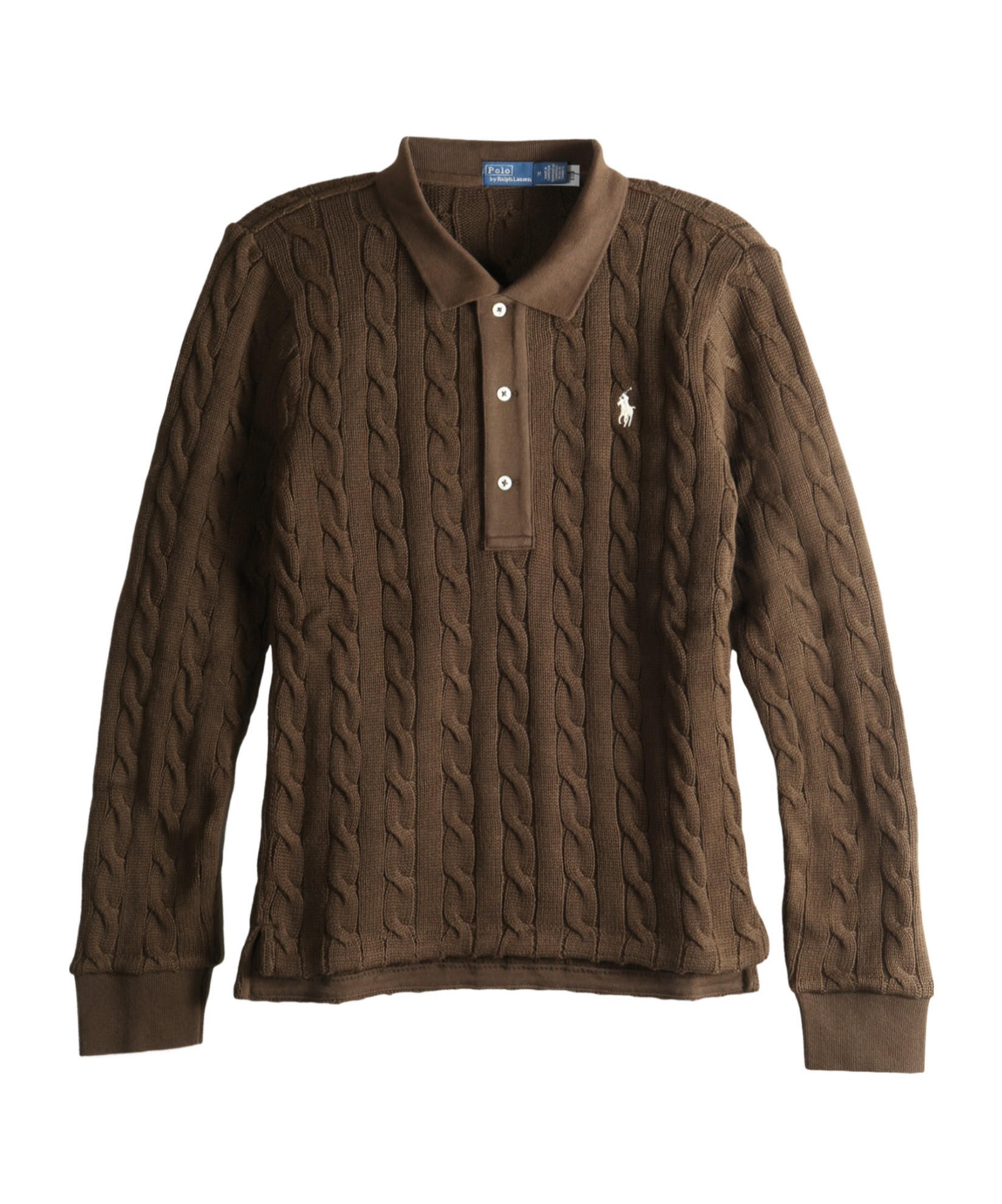 Polo Ralph Lauren Cable-knit Polo Jumper In Brown
